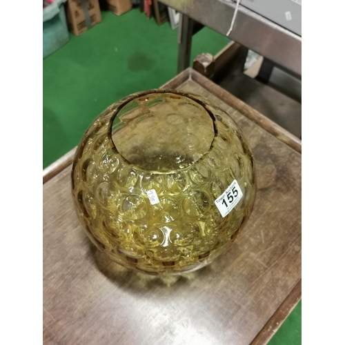 155 - Bohemian czech amber glass bowl vase