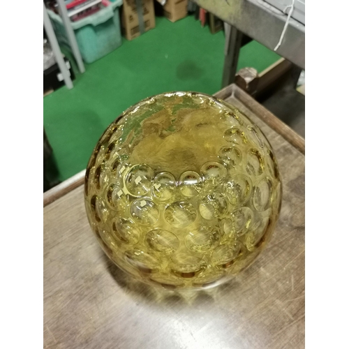 155 - Bohemian czech amber glass bowl vase