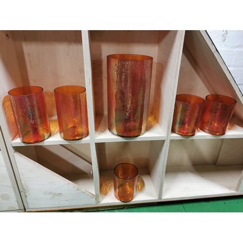 158A - Quantity of 6 large new and boxed  orange lustre glass vases