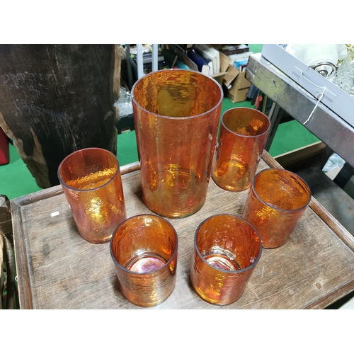 158A - Quantity of 6 large new and boxed  orange lustre glass vases