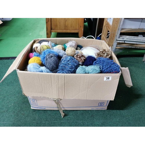 38 - Box full of new and unused knitting wool and yarn (large quantity)