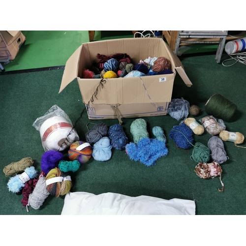 38 - Box full of new and unused knitting wool and yarn (large quantity)