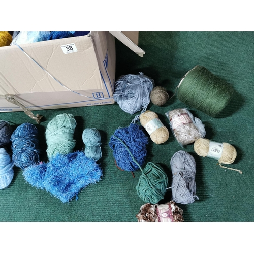 38 - Box full of new and unused knitting wool and yarn (large quantity)