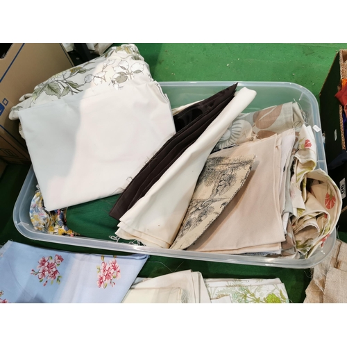 42 - Box full of various vintage fabrics ideal for craft projects or reupholstering