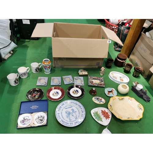 44 - Box of collectable china etc inc a vintage shelley baby plate etc