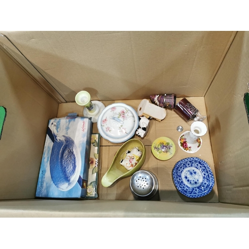 44 - Box of collectable china etc inc a vintage shelley baby plate etc