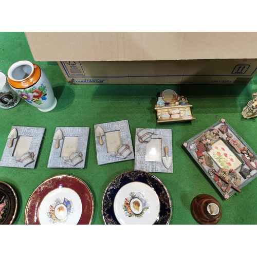 44 - Box of collectable china etc inc a vintage shelley baby plate etc