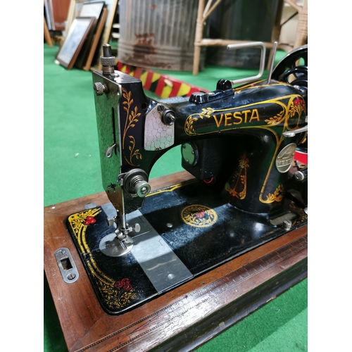 49 - Vesta sewing machine in original case with a Hillman motor and comes with a foot pedal in good order