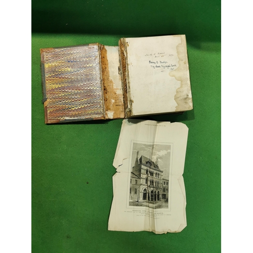 120 - Antique Pilgrims progress large leather bound book with good colour plates, date written inside is 1... 