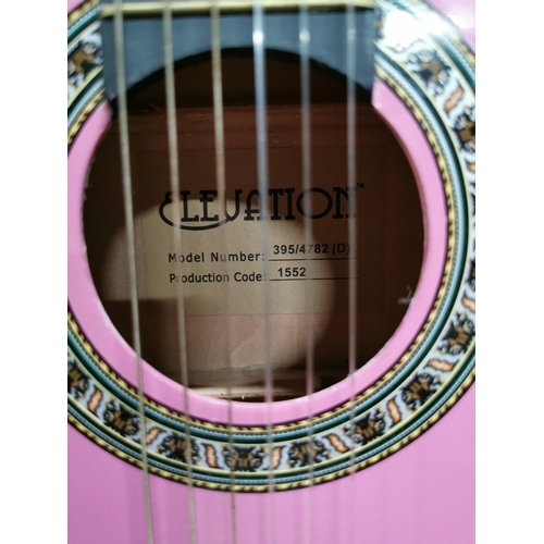 133 - Pink elevation accoustic guitar with stand clean condition