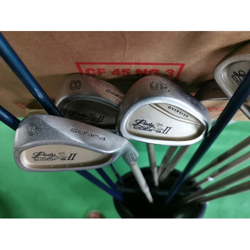 89 - Set of Ladies cobra 2 oversized irons fitted with gold graphite shafts three callaway big bertha ste... 