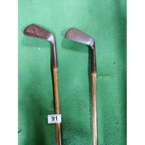 91 - 1930's  Basil Jones hickory shaft golf clubs golf pro to Newtown local to this area