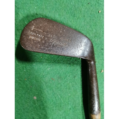 91 - 1930's  Basil Jones hickory shaft golf clubs golf pro to Newtown local to this area