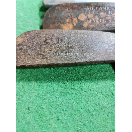 92 - Three early hickory shaft putters