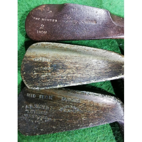 94 - Vintage 1920's 30's golf club set with hickory shafts inc three woods and 5 irons in an original vin... 