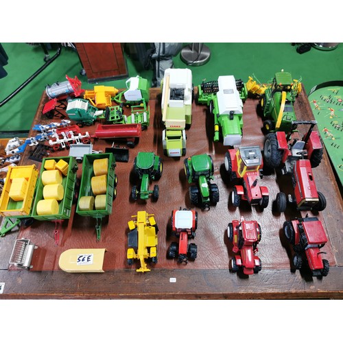 56e - Large collection of mostly diecast farm vehicles inc a good quantity of tractors and combine harvest... 