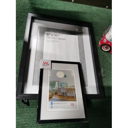 25 - Boxed illuminated salt crystal bowl along with picture frames art glass vase etc