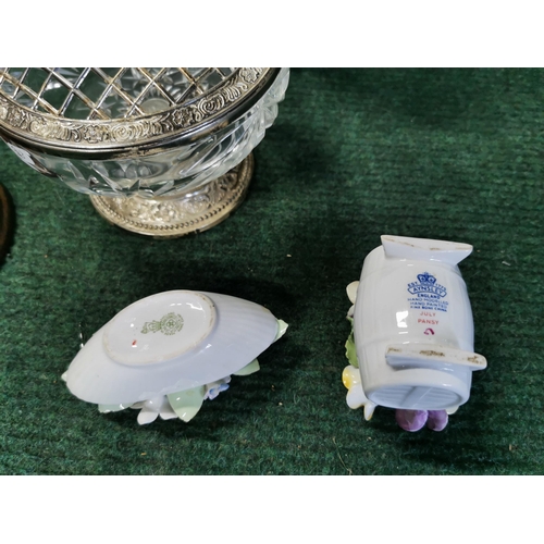 35 - Box of odds inc two cherub pillars a crystal glass flower organiser etc