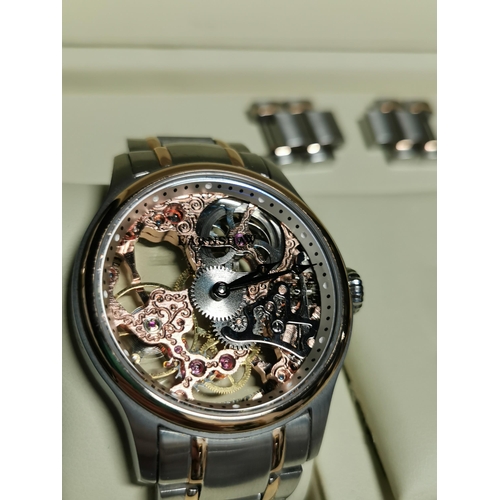 431 - Hardly worn Thomas Earnshaw Bauer hand wound skeleton watch with matching automatic movement formed ... 