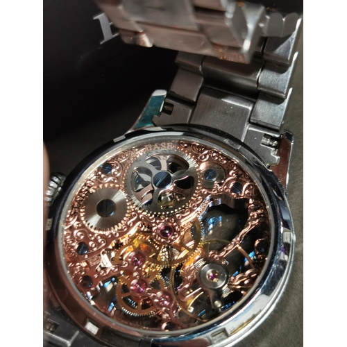 431 - Hardly worn Thomas Earnshaw Bauer hand wound skeleton watch with matching automatic movement formed ... 