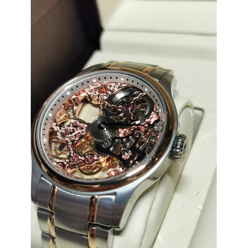 431 - Hardly worn Thomas Earnshaw Bauer hand wound skeleton watch with matching automatic movement formed ... 