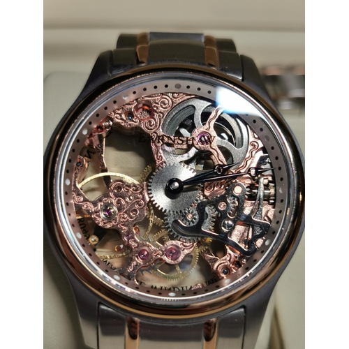 431 - Hardly worn Thomas Earnshaw Bauer hand wound skeleton watch with matching automatic movement formed ... 