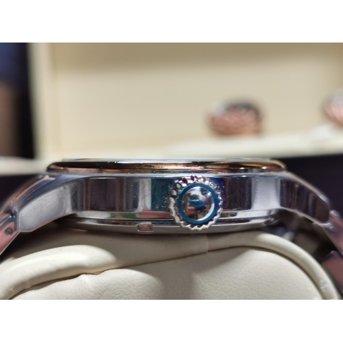 431 - Hardly worn Thomas Earnshaw Bauer hand wound skeleton watch with matching automatic movement formed ... 