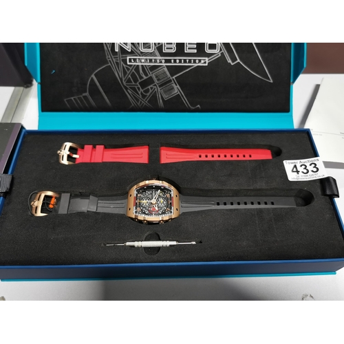 433 - Hardly worn Nubeo Magellan copper black limited edition watch set, Japanese quartz movement, with sp... 