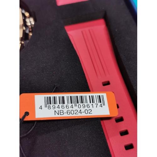 433 - Hardly worn Nubeo Magellan copper black limited edition watch set, Japanese quartz movement, with sp... 