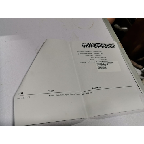 433 - Hardly worn Nubeo Magellan copper black limited edition watch set, Japanese quartz movement, with sp... 