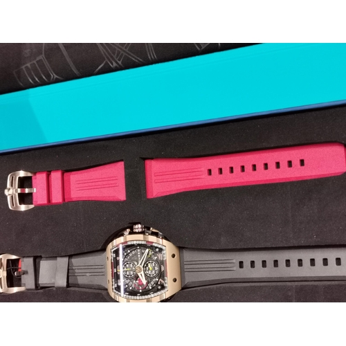 433 - Hardly worn Nubeo Magellan copper black limited edition watch set, Japanese quartz movement, with sp... 