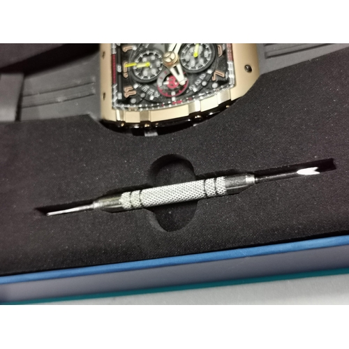 433 - Hardly worn Nubeo Magellan copper black limited edition watch set, Japanese quartz movement, with sp... 