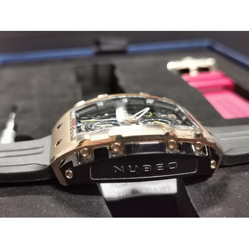 433 - Hardly worn Nubeo Magellan copper black limited edition watch set, Japanese quartz movement, with sp... 
