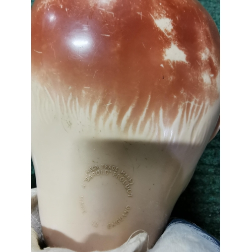8 - Vintage plastic doll marked to the back of the head a Sarold product England