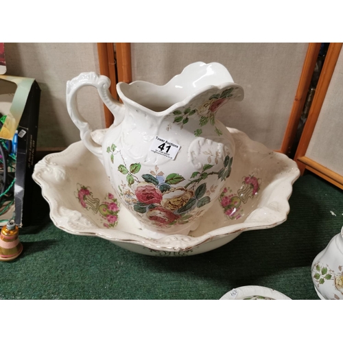 41 - Large antique/vintage ewer and bowl, 20 Pifco party lanterns etc