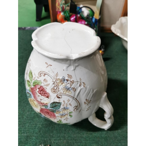 41 - Large antique/vintage ewer and bowl, 20 Pifco party lanterns etc