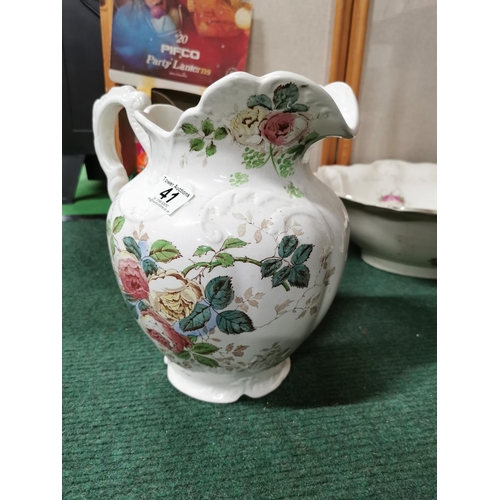 41 - Large antique/vintage ewer and bowl, 20 Pifco party lanterns etc