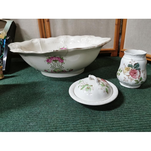 41 - Large antique/vintage ewer and bowl, 20 Pifco party lanterns etc