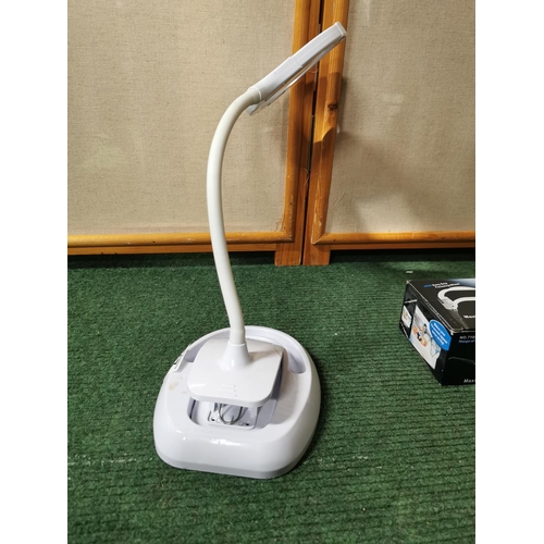 17 - Adjustable poise clip on desk LED illuminated magnifying lamp along with magnifying TV glasses