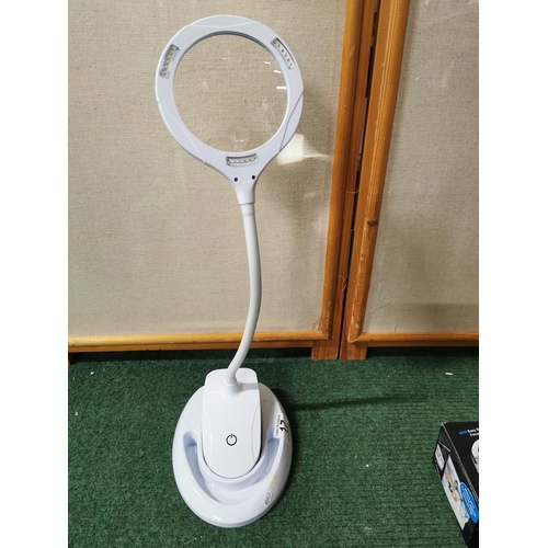 17 - Adjustable poise clip on desk LED illuminated magnifying lamp along with magnifying TV glasses