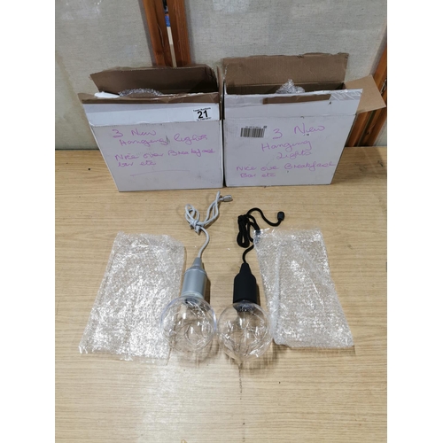21 - 6x large hanging bulb lights, battery operated, brand new