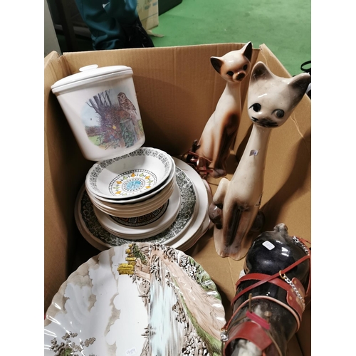 43 - Quantity of china to include Myott, Ironstone Boardhurst, Biltons, Ice bucket, along with ornamental... 