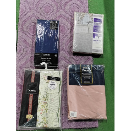 44 - Quantity of brand new bedding inc Dunelm, Dorma double duvet covers, sheets etc. Good brand names.