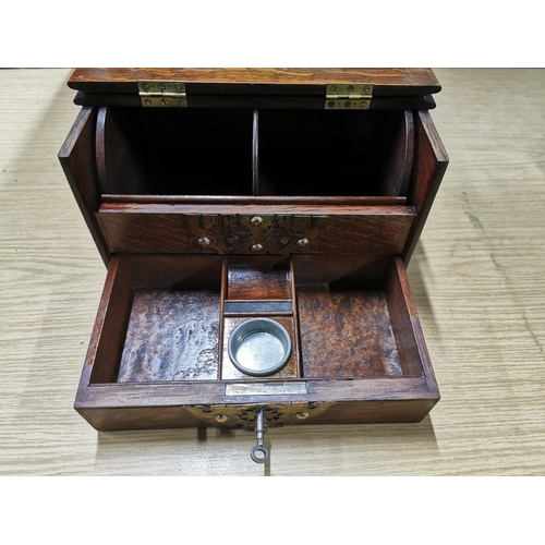58 - Antique Oak cigar box in excellent order in good clean condition. Has a lovely rich oak grain and at... 