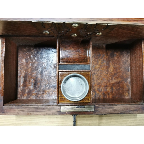 58 - Antique Oak cigar box in excellent order in good clean condition. Has a lovely rich oak grain and at... 