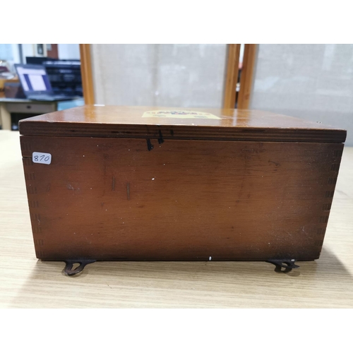 60 - Vintage wooden First Aid box, full of supplies. 23.5cm high, 29cm wide, 13cm deep