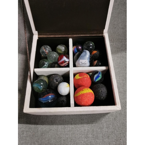 22 - Interesting assortment of unusual & different colourful marbles inc. vintage along with jewellery bo... 