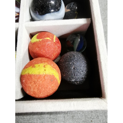 22 - Interesting assortment of unusual & different colourful marbles inc. vintage along with jewellery bo... 