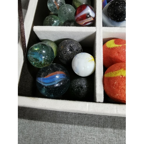 22 - Interesting assortment of unusual & different colourful marbles inc. vintage along with jewellery bo... 