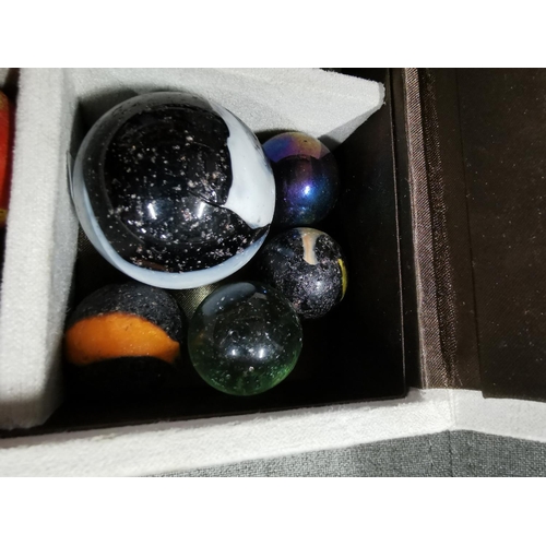 22 - Interesting assortment of unusual & different colourful marbles inc. vintage along with jewellery bo... 